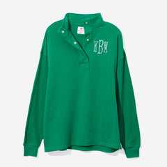 Monogrammed Waffle Snap Pullover in Green