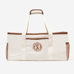 monogrammed wire top extra large tote in ivory