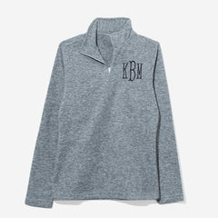 monogrammed womens freeport microfleece pullover in heathered gray