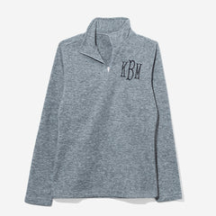 monogrammed womens freeport microfleece pullover in heathered gray