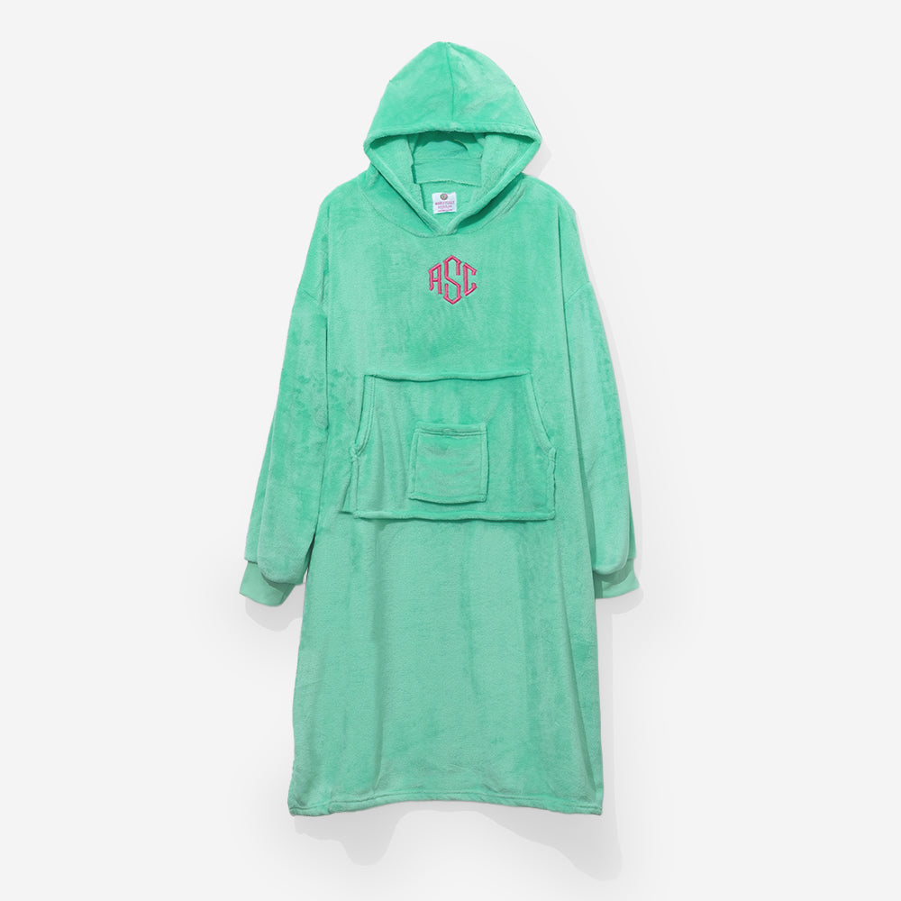 monogrammed xl blanket hoodie in mint 