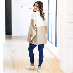 fsu quilted pullover tunic in tan flatlay - back view