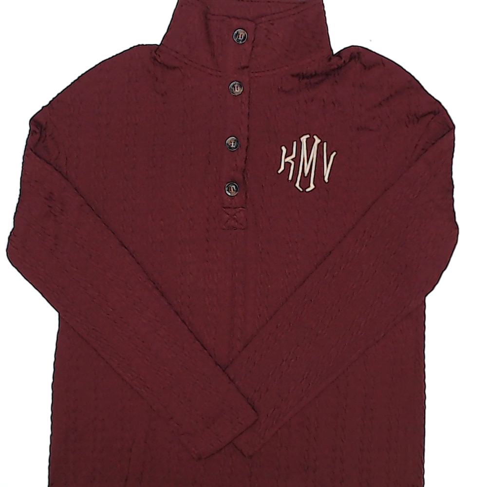 BLOOPER CLOTHING: Monogrammed Cable Knit Pullover