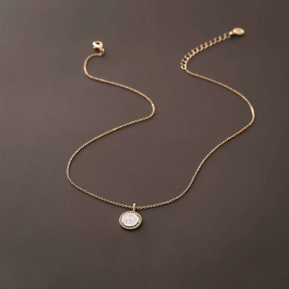 pave cable necklace on brown