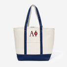 Alpha Phi Large Canvas Tote | Ivory/Navy