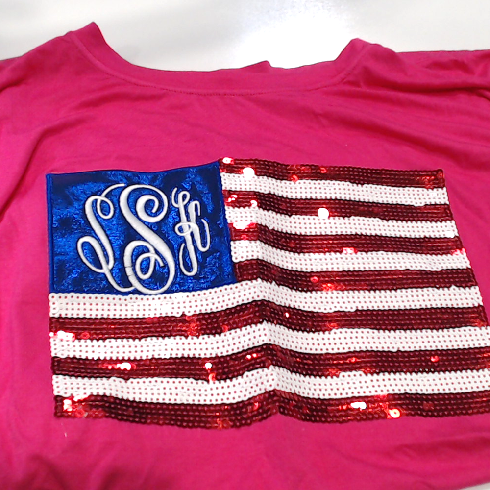 BLOOPER CLOTHING: Monogrammed Sequin Flag Tee
