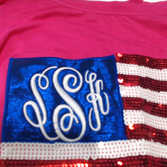 BLOOPER CLOTHING: Monogrammed Sequin Flag Tee