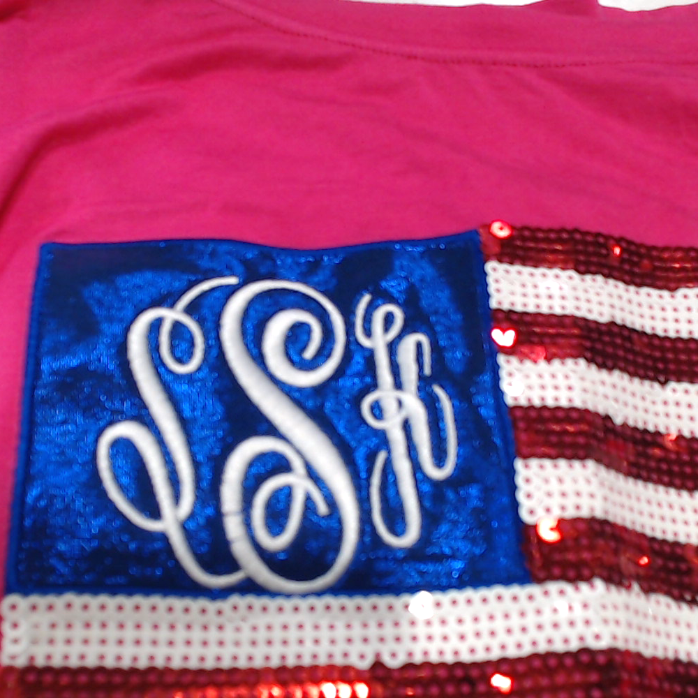 BLOOPER CLOTHING: Monogrammed Sequin Flag Tee