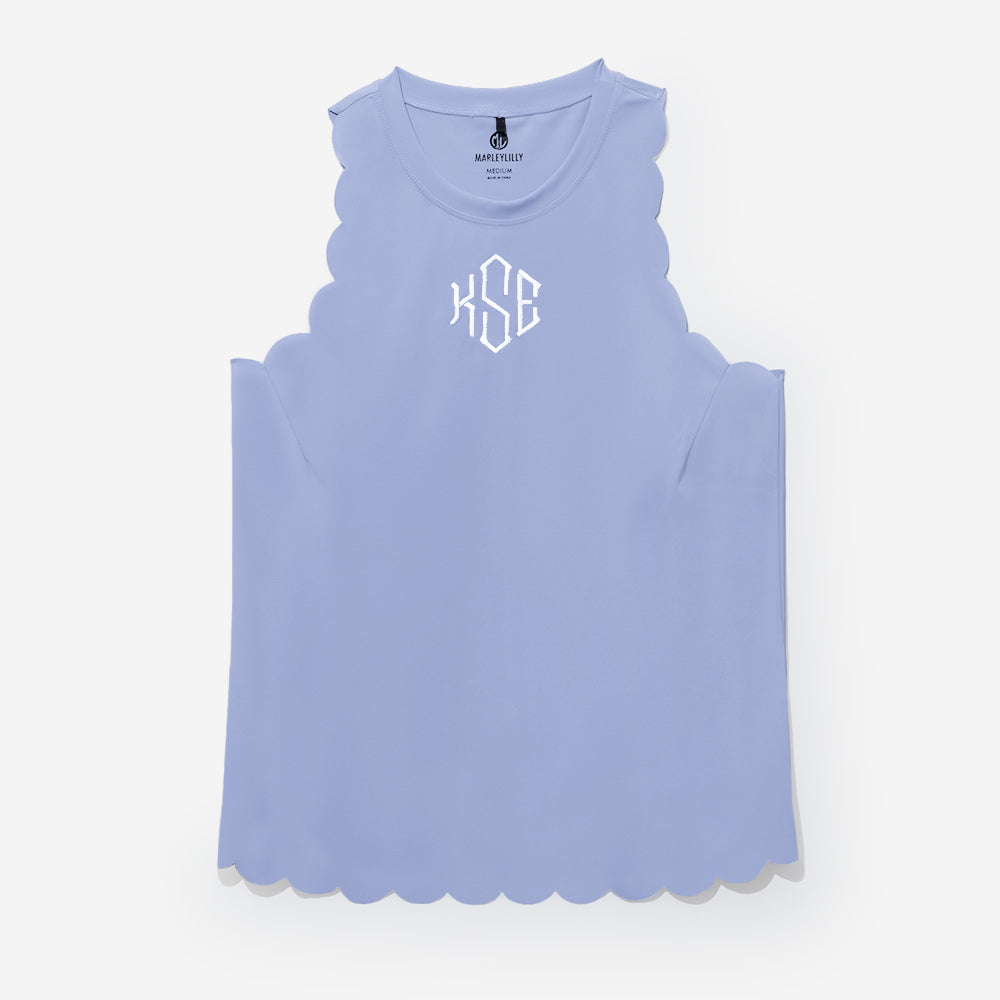 monogrammed exercise tank in lavender