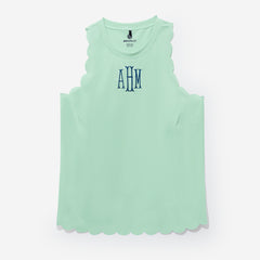 monogrammed exercise tank in mint