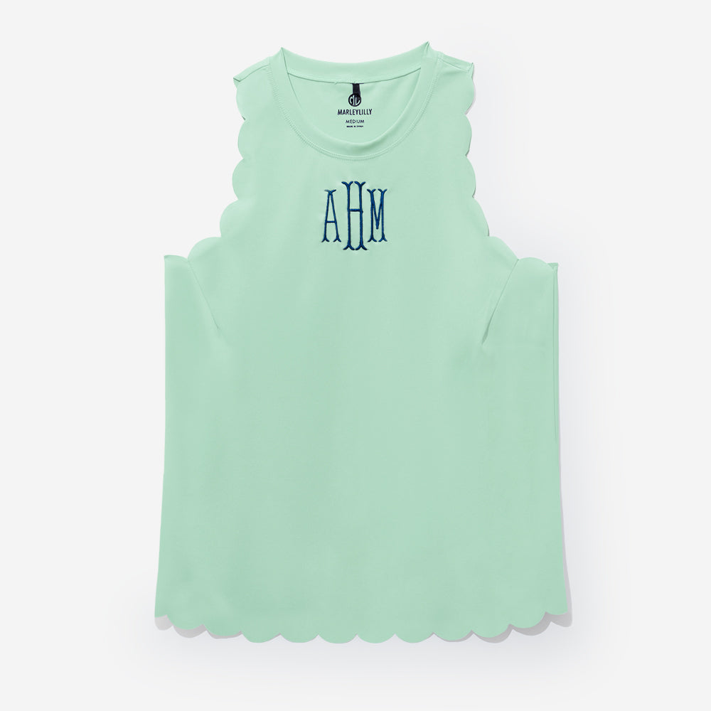 monogrammed exercise tank in mint