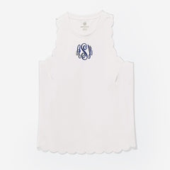 monogrammed exercise tank in white