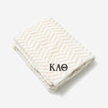 Kappa Alpha Theta Plush Blanket | Neutral Herringbone
