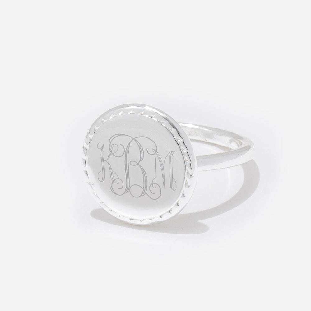 Monogrammed Nala Ring in Silver