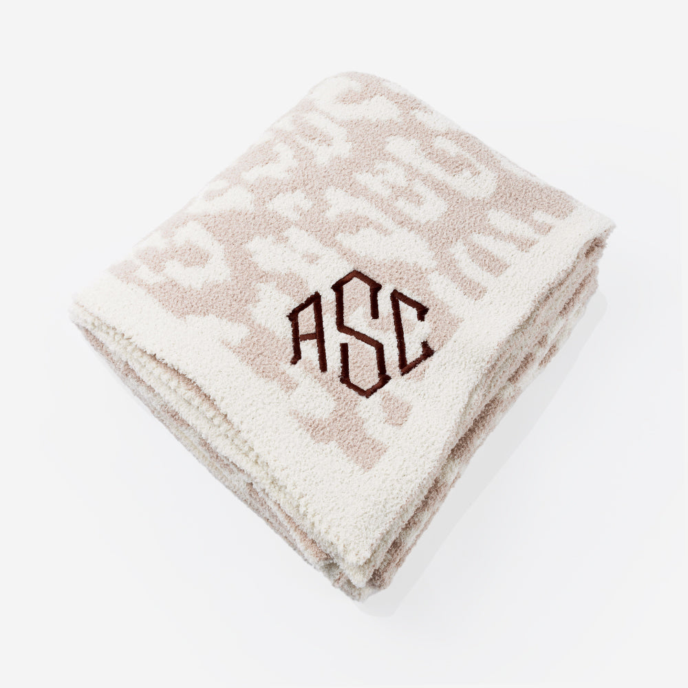 Personalized Cozy Blanket in Neutral Leopard