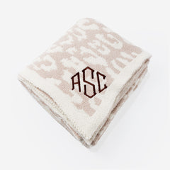 Personalized Cozy Blanket in Neutral Leopard