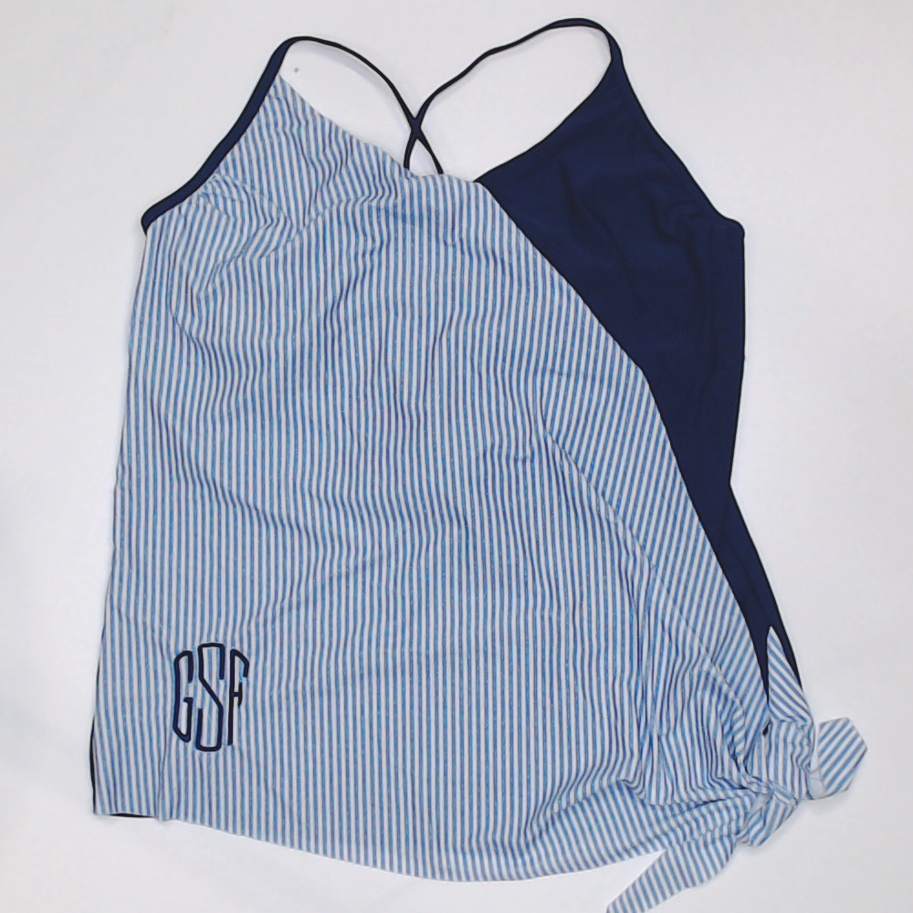 BLOOPER SWIM: Monogrammed Ruched Tankini