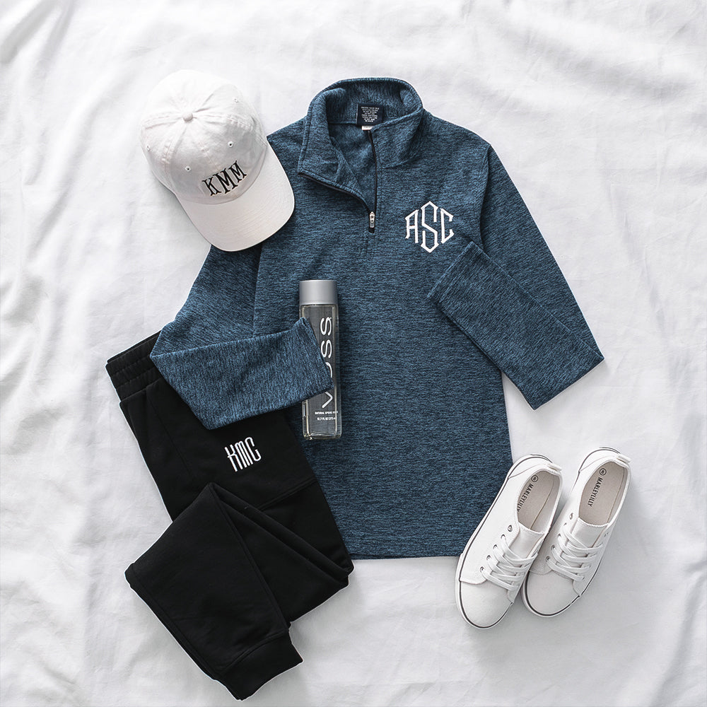 navy freeport mirofleece pullover flatlay