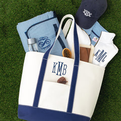 navy large tote bag flatlay spillshot