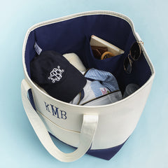 navy large tote bag inside shot