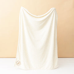 Personalized Plush Blanket | Neutral Herringbone