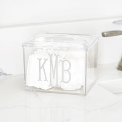 clear acrylic cotton ball holder with cotton balls