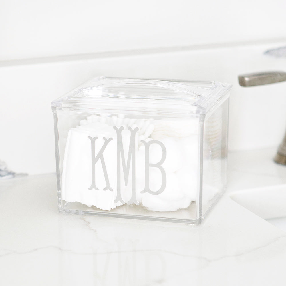 clear acrylic cotton ball holder with cotton balls