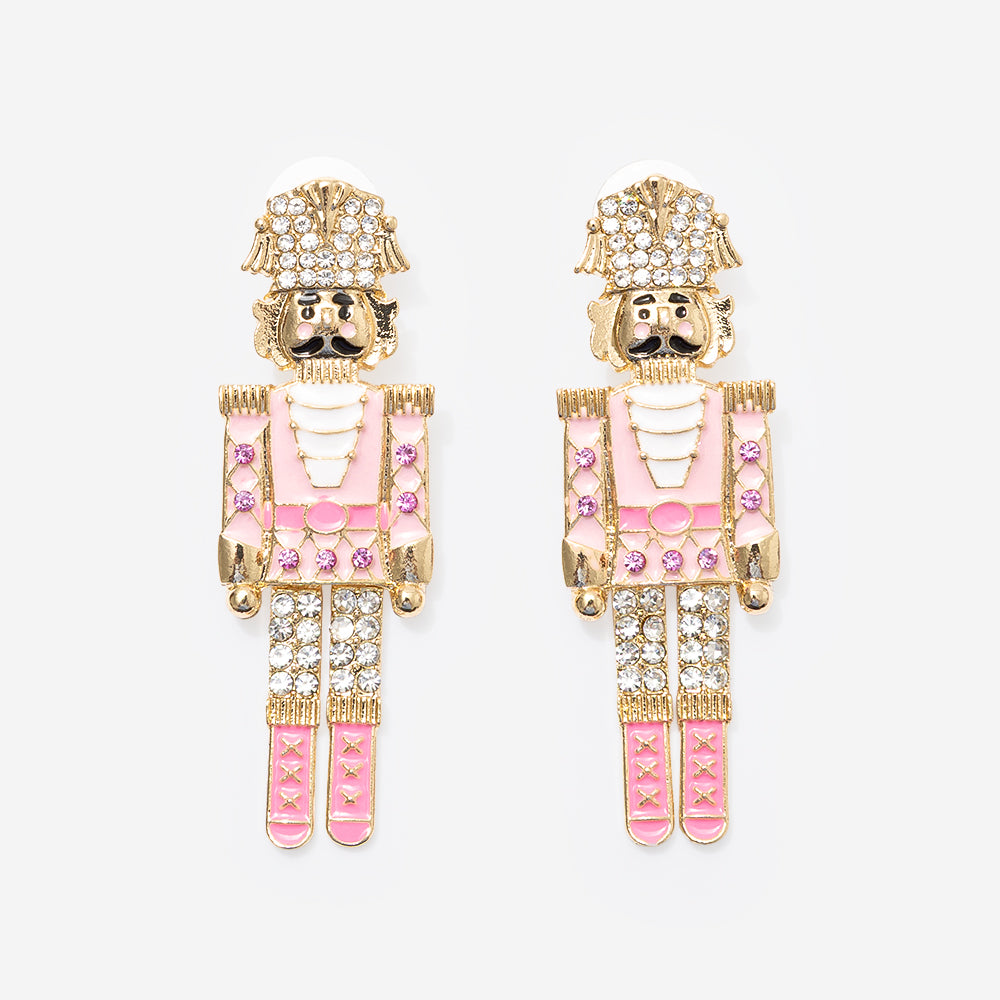 nutcracker earrings in pink gold