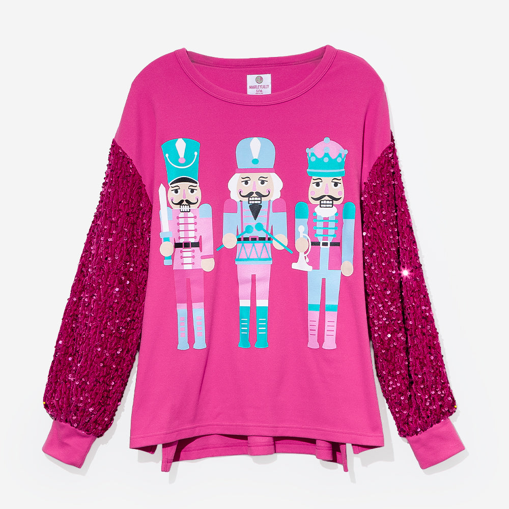 nutcracker sweatshirt in hot pink