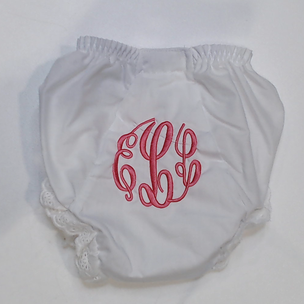 BLOOPER KIDS: Monogrammed White Eyelet Baby Bloomers