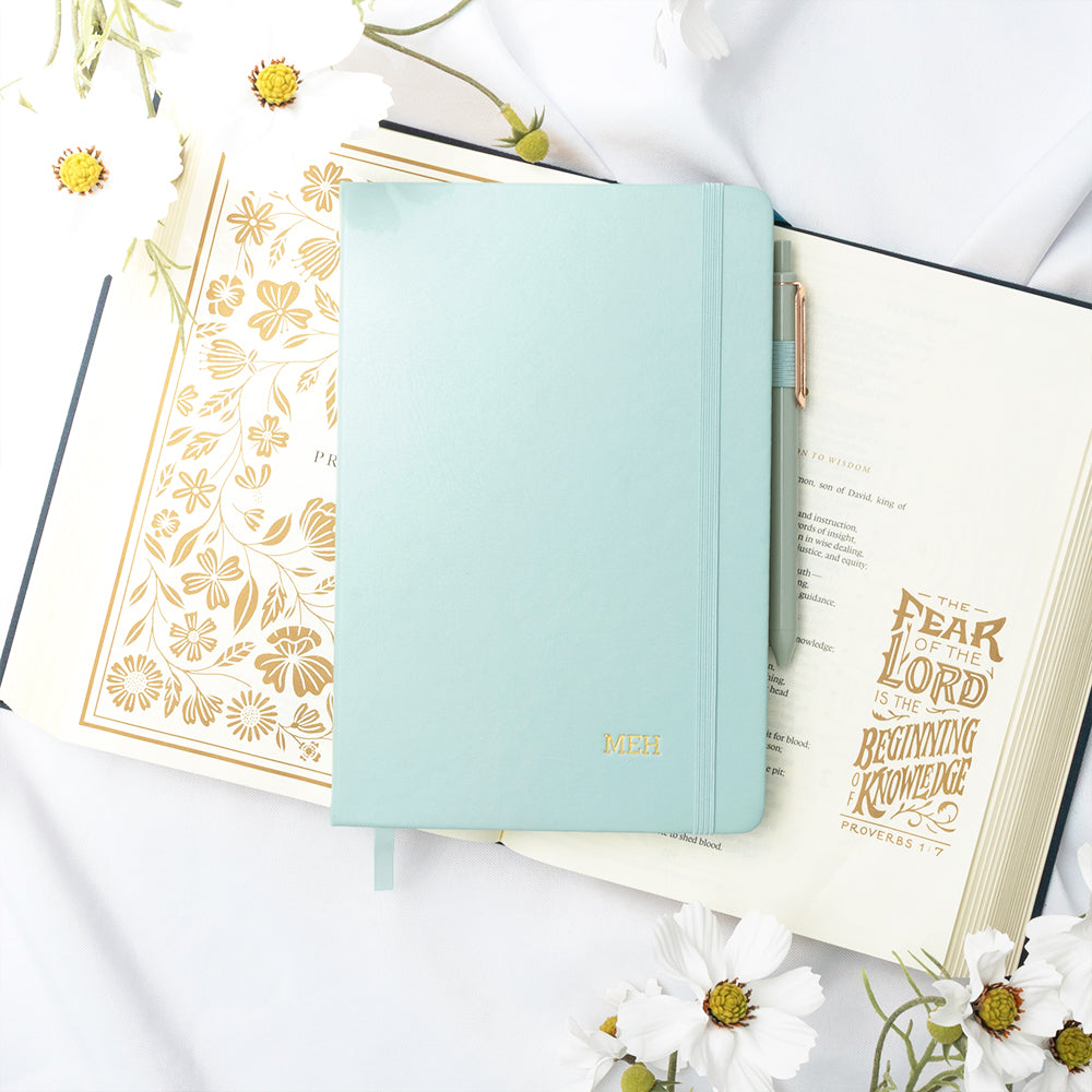 mint notebook with bible