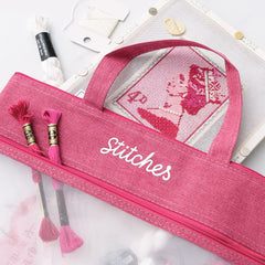 hot pink personalized needlepoint reusable bag new monogram size