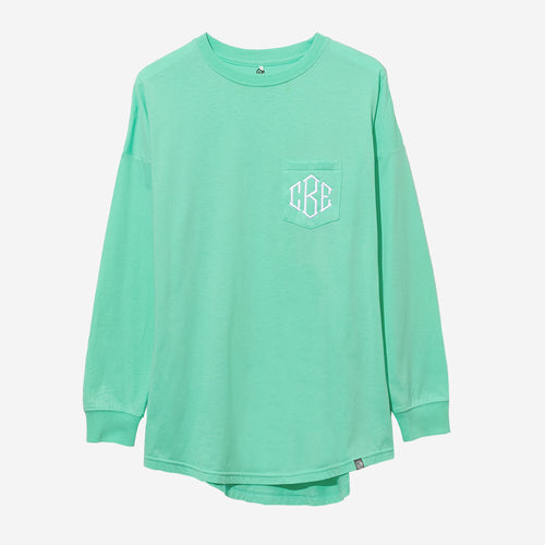 monogrammed long sleeve shirt in mint 2025