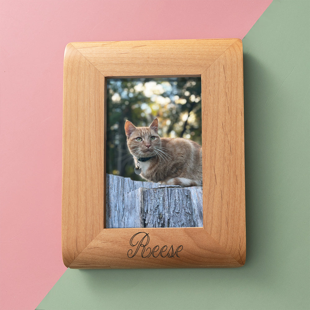 personalized Pet photo frame cat on green and pink