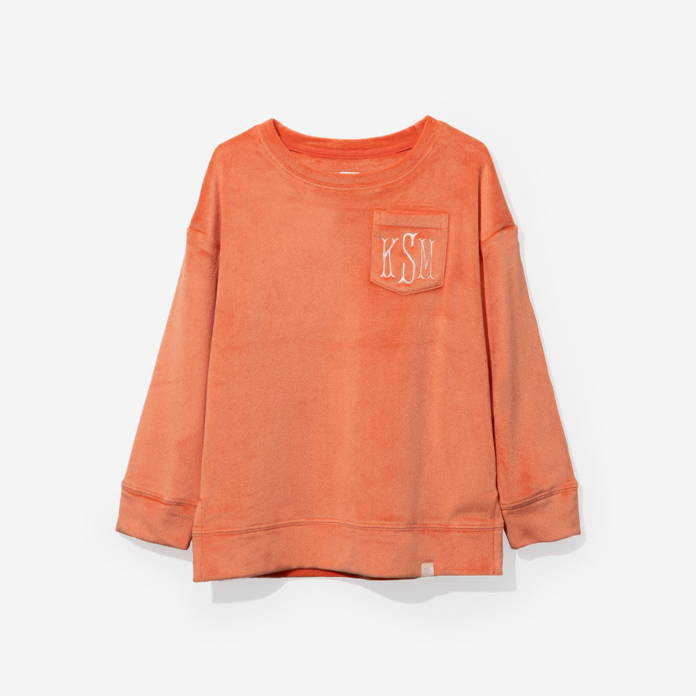 monogrammed kids softspun sweatshirt in pumpkin
