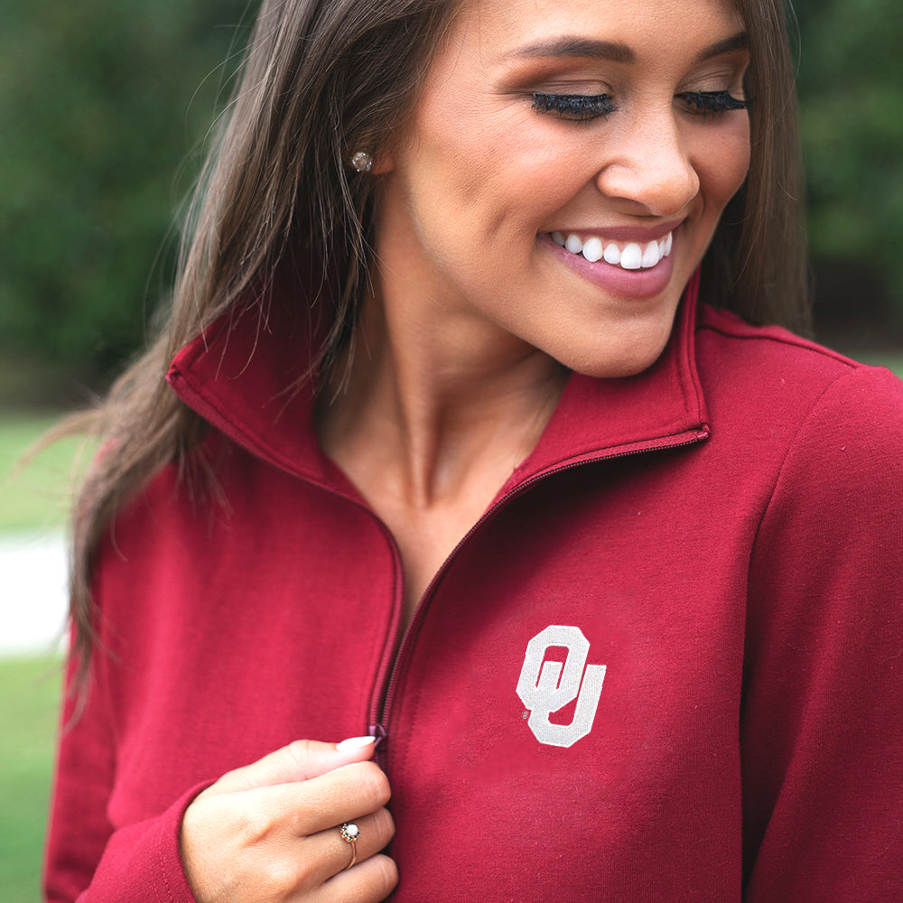 [anna] oklahoma crimson quarter zip pullover