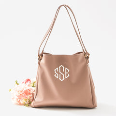 tan hobo purse with flowers