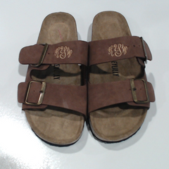 BLOOPER SHOES: Monogrammed Double Strap Sandals
