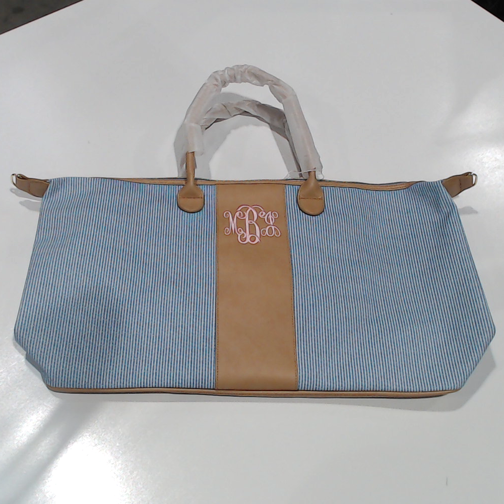 BLOOPER BAG: Monogrammed Seersucker Weekender