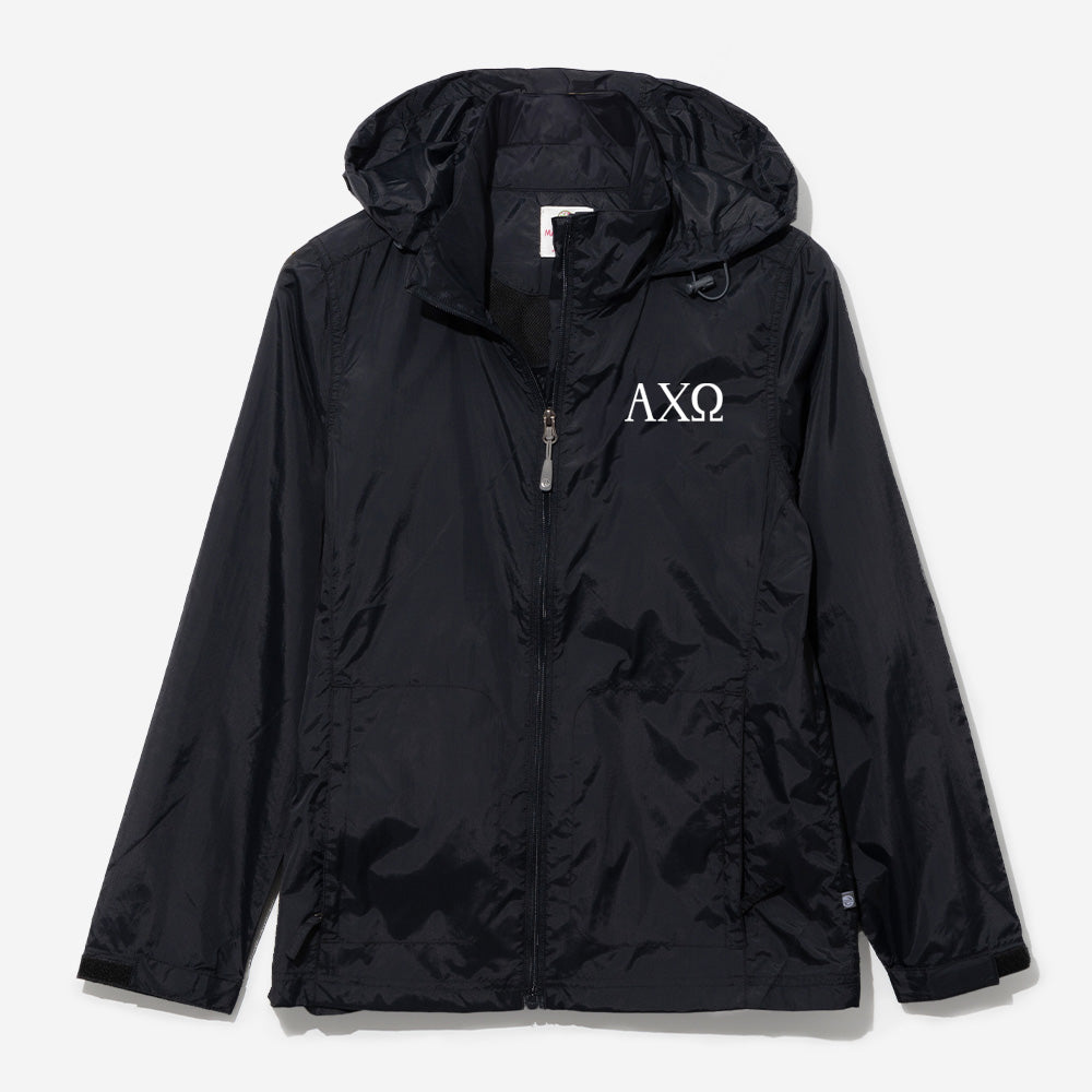 Alpha Chi Omega Black Rain Jacket