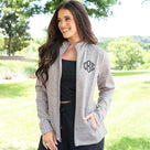 Monogrammed Heathered Full Zip Jacket | Oatmeal