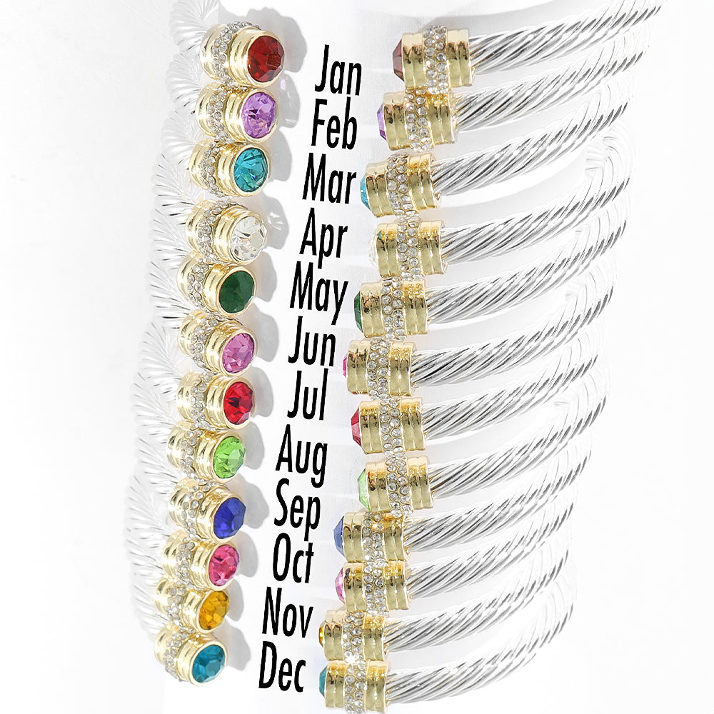 monogrammed birthstone cable bracelet all together