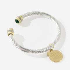 Monogrammed Birthstone Cable Bracelet | Multi Silver