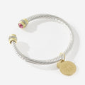 Monogrammed Birthstone Cable Bracelet | Multi Silver