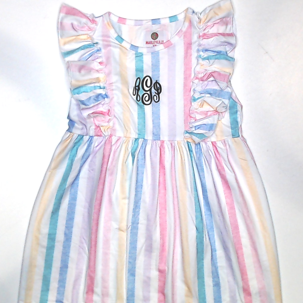 BLOOPER KIDS: Monogrammed Girls Ruffle Dress