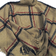 BLOOPER CLOTHING: Monogrammed Plaid Cowl Neck Poncho