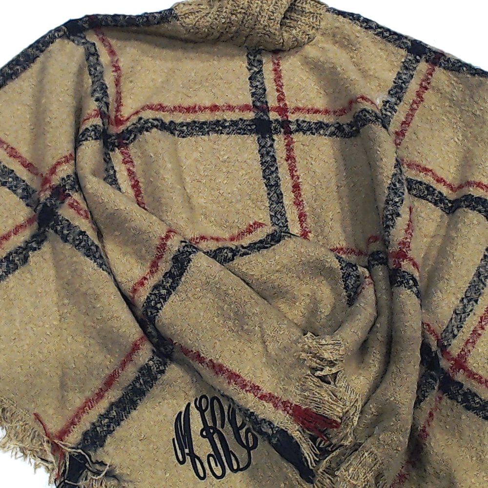 BLOOPER CLOTHING: Monogrammed Plaid Cowl Neck Poncho