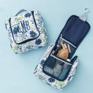 Monogrammed Quilted Hanging Toiletry Bag | Indigo Painted Petals