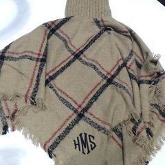 BLOOPER CLOTHING: Monogrammed Plaid Cowl Neck Poncho