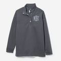 monogrammed quilted pullover in charcoal